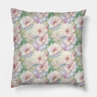 Watercolor Peachy Anemone pattern Pillow