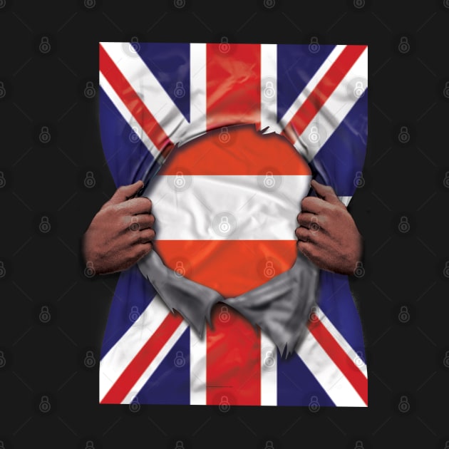 Austria Flag Great Britain Flag Ripped - Gift for Austrian From Austria by Country Flags