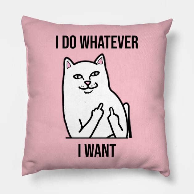 I do whatever I want - Cat gangster showing middle fingers Pillow by Clicky Commons