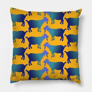 Seamless Blue Goat Pattern Pillow