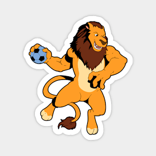 Cartoon lion playing handball Magnet