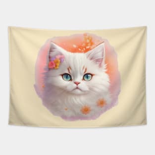 Sweet Persian Kitten: Blossoming Fantasy World in Floral Harmony Tapestry