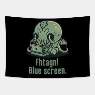 Chibi Cthulhu Programmer - Blue Screen Tapestry