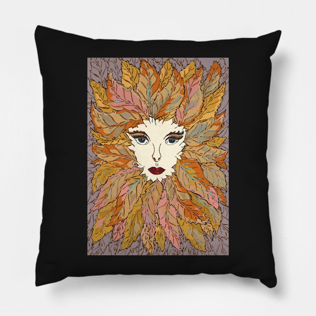 Green Lady - Autumn Pillow by lottibrown