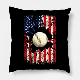 Patriotic Baseball 4th Of July Men USA American Flag Boys Mens Pillow