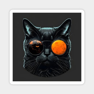 Funny Black Cat with Broken Sunglasses Magnet