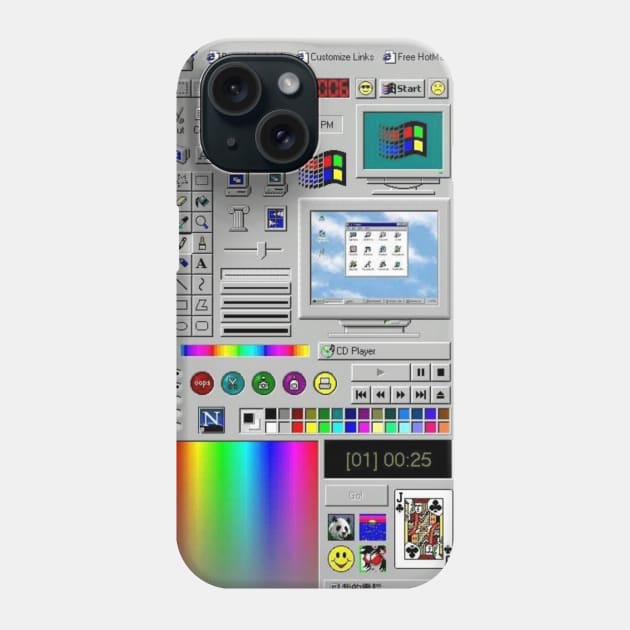 Windows 95 banner of stuff Phone Case by Lukasking Tees