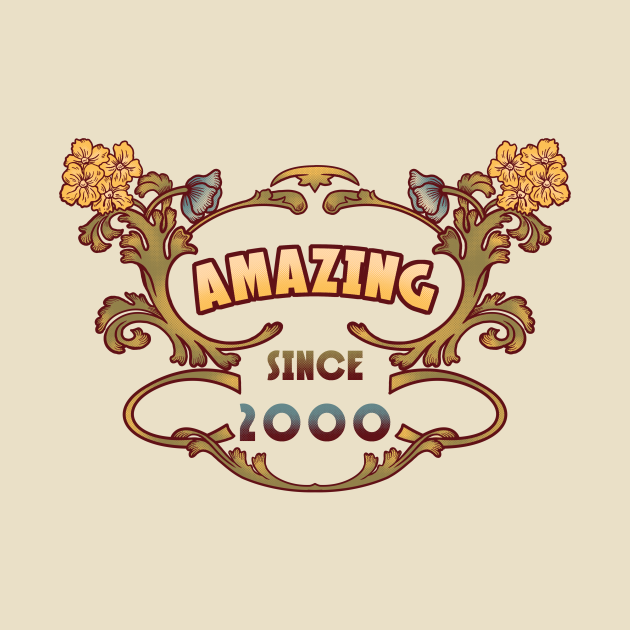 Disover AMAZING SINCE 2000 art nouveau vintage retro 2000s - 2000s - T-Shirt