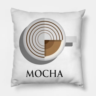 Hot mocha coffee cup top view in flat design style Pillow