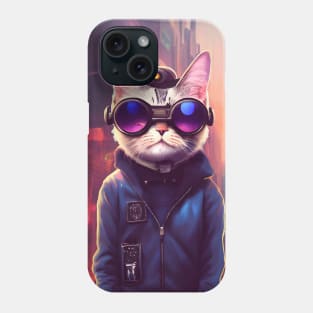 Techno Cat In Japan Neon City Phone Case