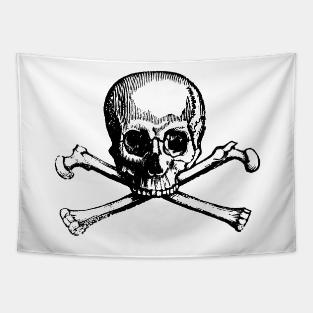 Pirate Skull and Crossbones in black - AVAST! Tapestry by winterwinter