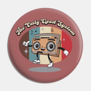 Retro Cartoon  vintage music slogan Pin