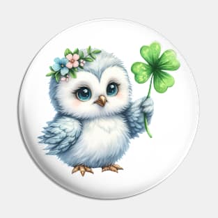 Clover Owl St Patricks Day Pin