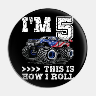 5 Year Old 5th Birthday Boy Monster Truck Car Pin