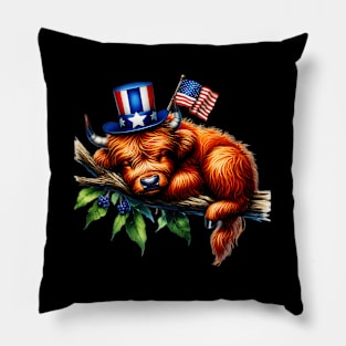 Coquette Highland Cow 4Th Of July Patriotic Animal Pillow