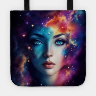 Beautiful Fantasy Female Nebula Face Tote