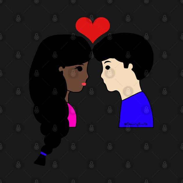 Cute Interracial Couple Love Cartoon Fair/Dark by faiiryliite