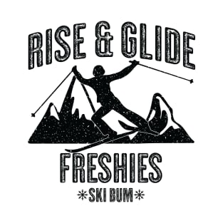 Skiing Rise and Glide - Vintage Black Text T-Shirt