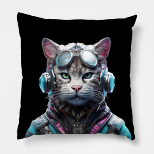 Ashen Aesthetics - The Stylish Cyborg Cat Pillow