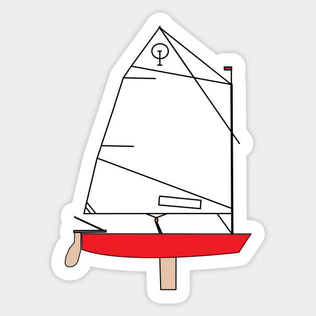 Optimist Sailing Dingy - Red - Optimist Sailing Dingy - Sticker