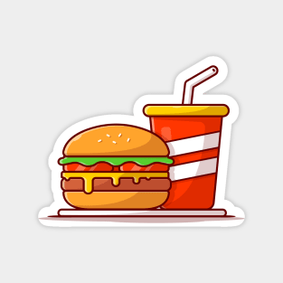 Burger And Soda Cartoon Vector Icon Illustration (3) Magnet