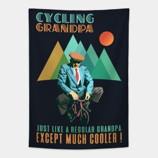 Cycling Grandpa, Just Like A Regular Grandpa, Except Much Cooler, I'm A Cycling Grandpa, Retro Vintage Funny Cycling Grandpa Humor, Cyclist Grandpa Definition Sarcasm, Fathers day Cycling Gift Tapestry