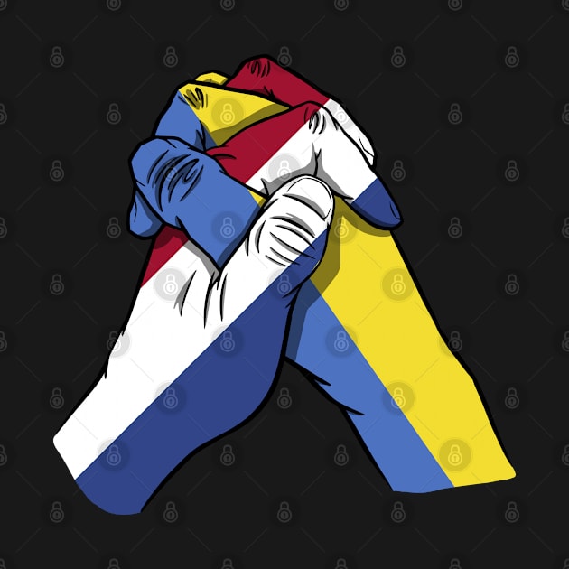 Netherlands and Ukraine Flags Holding Hands Ukraine Netherlands Roots by BramCrye