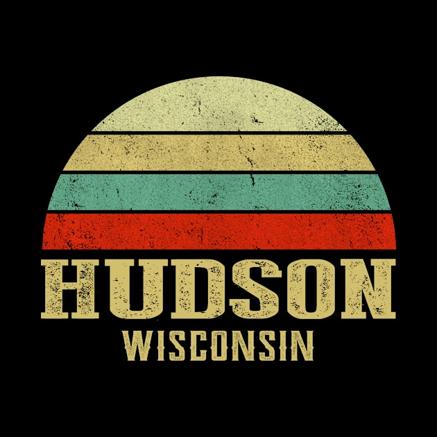 Hudson Wisconsin Vintage Retro Sunset by Curry G