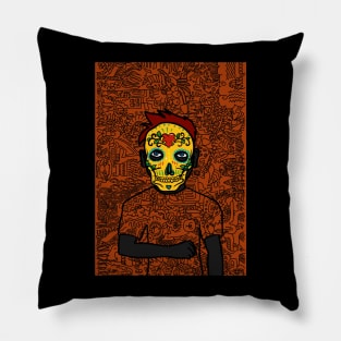 Chainlink NFT - A Link to Imagination: Male Character with Mexican Mask and Blue Eyes Pillow