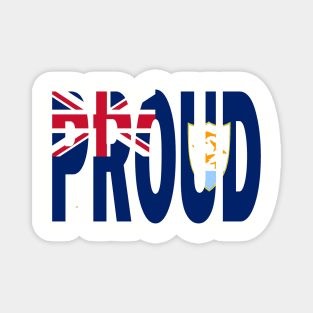 Anguilla Flag Design in The Word Proud - BVI - Soca Mode Magnet