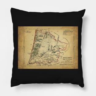 Old Map - Vintage - Landes Department Pillow