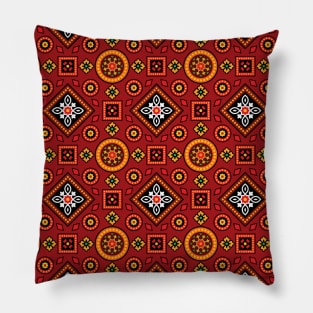 Traditional Sindhi Ajrak Pattern Pillow