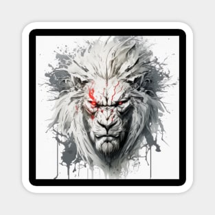 Lion Portrait Animal Painting Wildlife Outdoors Adventure Magnet