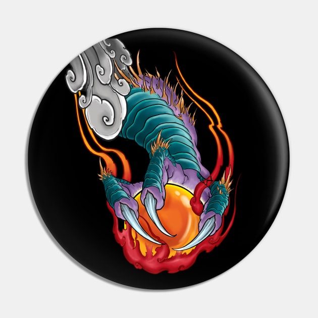 Flaming Dragon Claw with Crystal Ball Pin by Eugenex