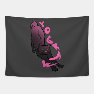 YOG-RAWW (black cat doing yoga) Tapestry