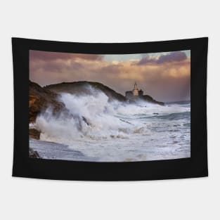 Storm Ophelia at Mumbles Lighthouse Tapestry