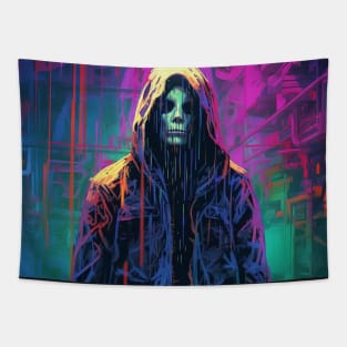 Cyberpunk Neon Ghost Tapestry