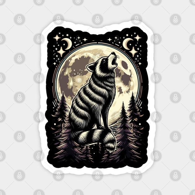 Raccoon Howling at the Moon Magnet by JessArty