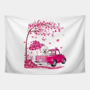 Valentine's Day Love Pickup Truck Bichon Frise Tapestry