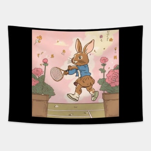 Rabbit Bunny Girl Loves Tennis Playing as the Best Tennis Player Tapestry
