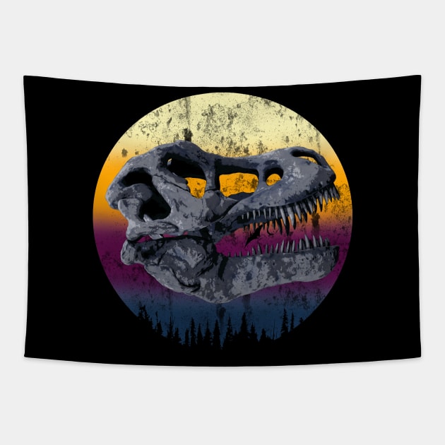 Tyrannosaurus Rex Skull In A Beautiful Sunset Tapestry by MerlinArt