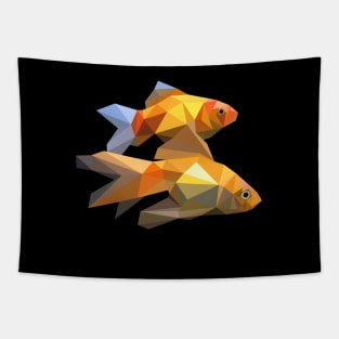 Goldfish in polygonal style. Geometric fish. A couple of fish Tapestry
