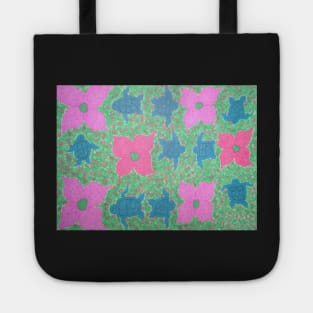 Flowers and Turtles Tropical Pattern Fun Tote