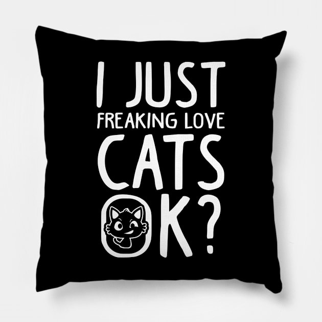 Love Cats Funny Cat Lover Gift Pillow by KsuAnn