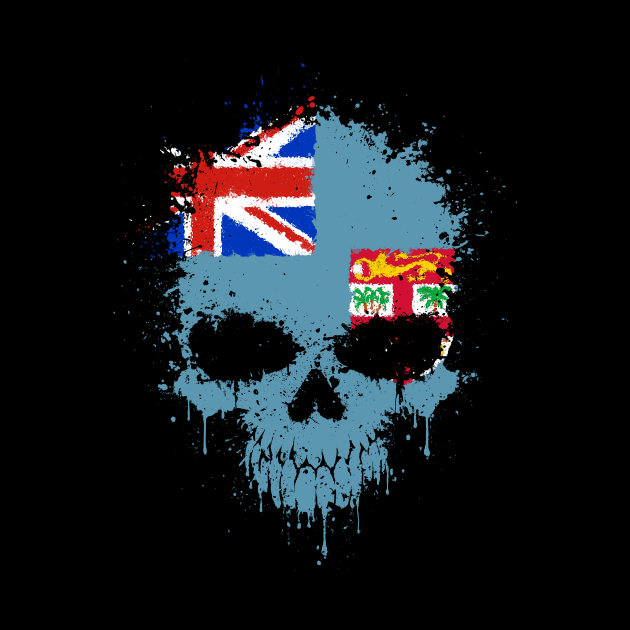 Chaotic Fiji Flag Splatter Skull by jeffbartels