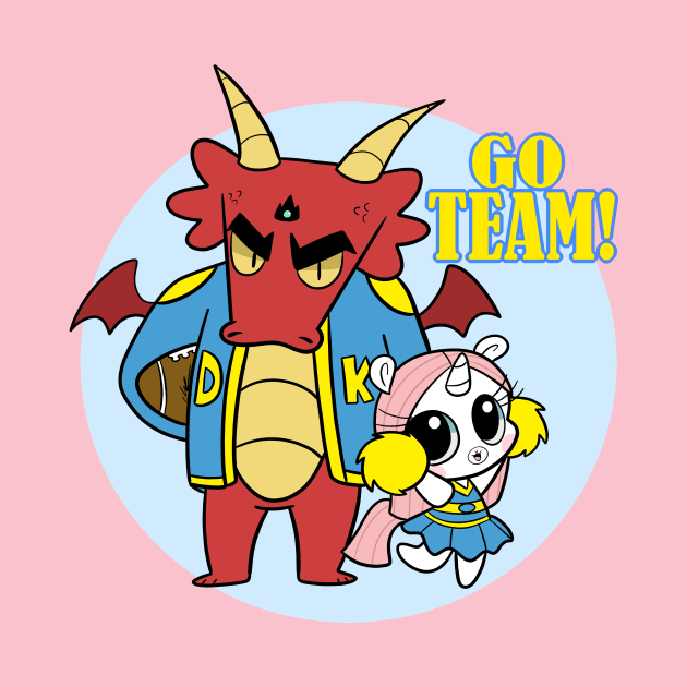 Marshmallow the Unicorn and Dragon King Highschool Football by Ms.Tiny