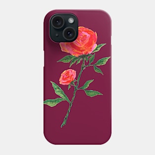 Red Rose Watercolor Wine Red Phone Case