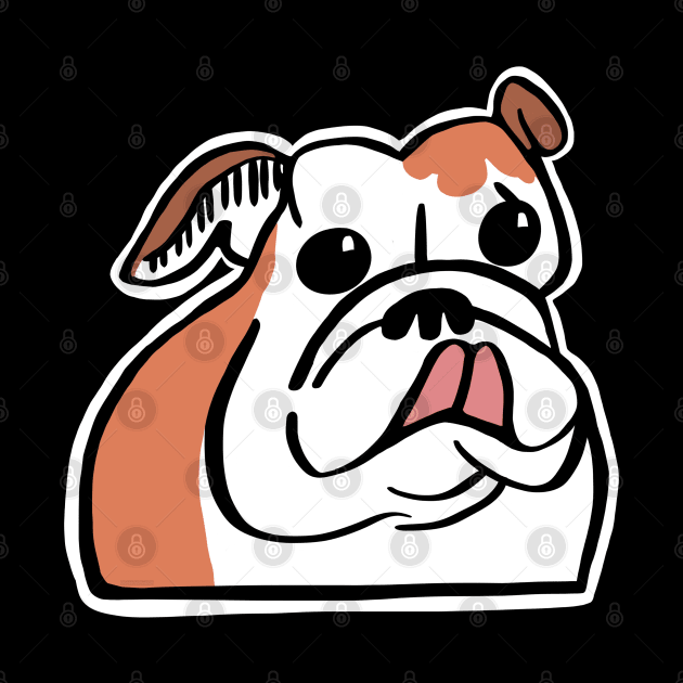English Bulldog with Tongue Sticking Out by wildjellybeans