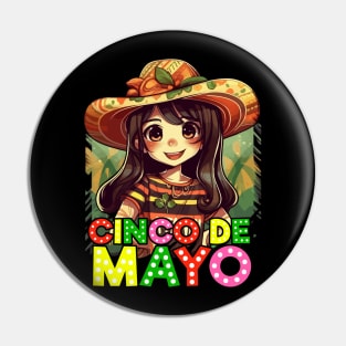 Cinco de Mayo Mexican Anime Girls Pin