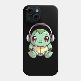 Green Turtle with Headphones Phone Case